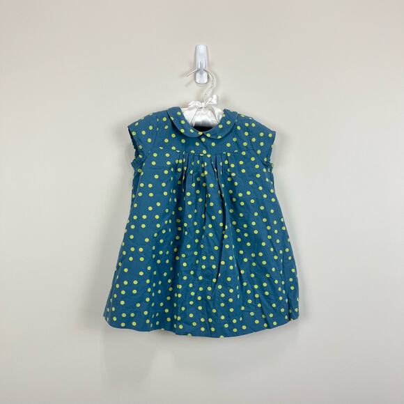 Bonpoint Blue Green Polka Dot Dress 18 Months - Picture 1 of 8